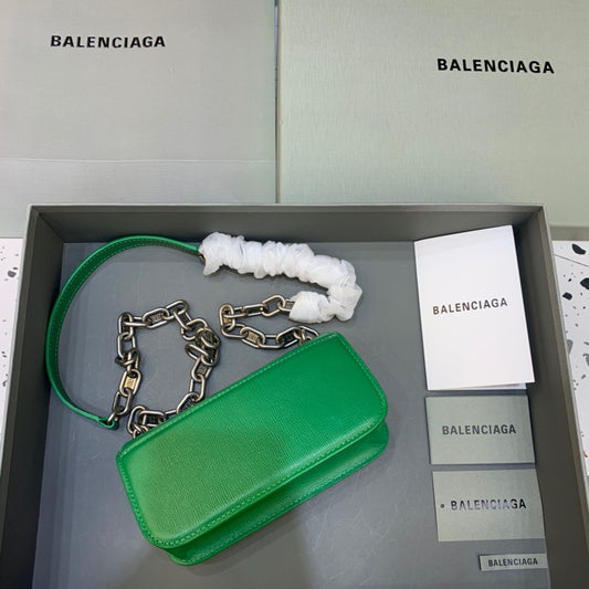 Balen Gossip Small On Chain Shoulder Bag Green, For Women,  Bags 7.4in/19cm