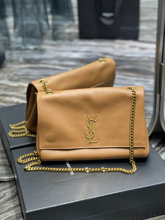 YSSL Kate Medium Reversible Chain Bag Brown In Suede With Gold Hardware For Women 11.2in/29cm YSL