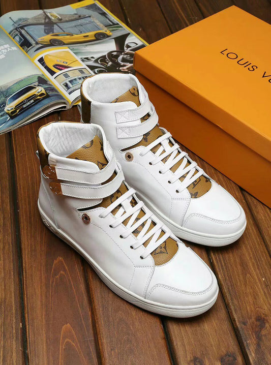 EI -LUV HIgh Top White Brown Sneaker