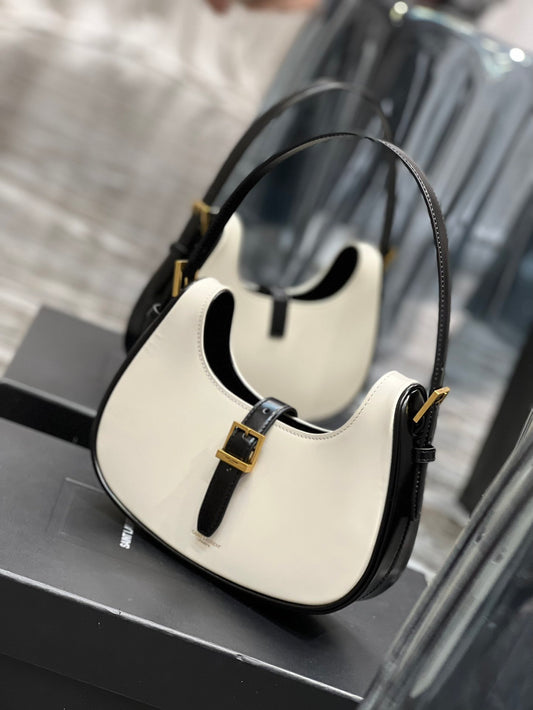 YSSL Le Fermoir Hobo Bag White With Gold Hardware For Women 9.4in/24cm YSL