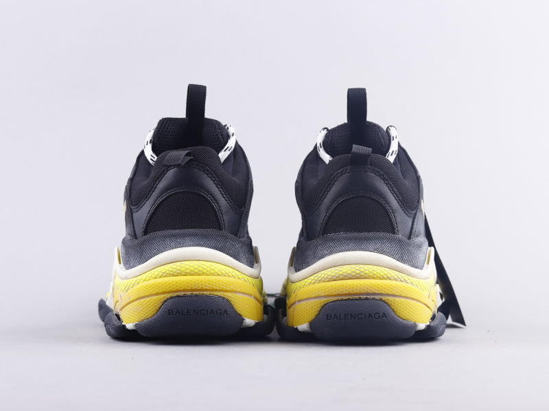 EI -Bla Triple S Black And Yellow Sneaker