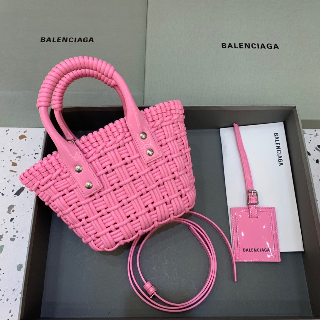 Balen Bistro XS Basket With Strap In Pink, For Women,  Bags 16.1in/41cm 6713422IE3Y5812