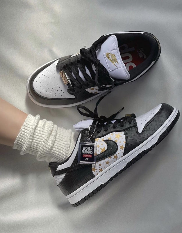 EI -SUP x DUNK black and white gold