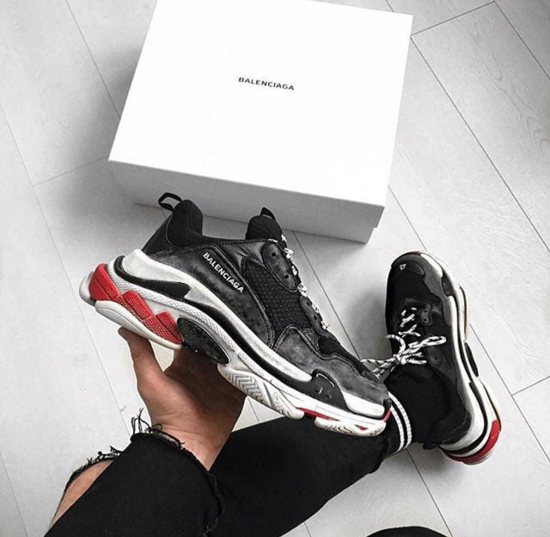 EI -Bla Triple S Black and Red Sneaker