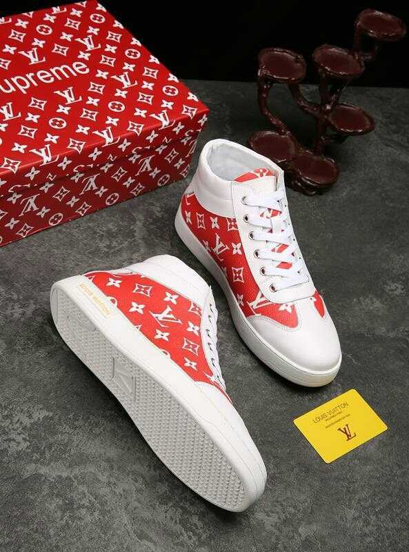 EI -LUV HIgh Top White Red Sneaker