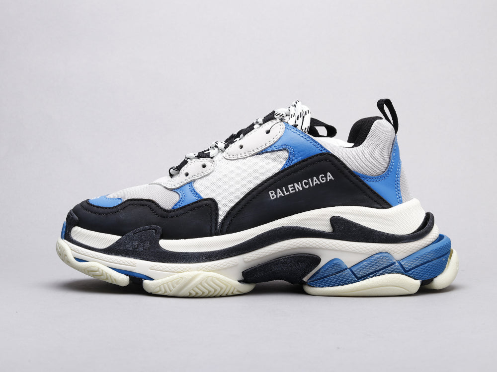 EI -Bla Triple S Black And White Blue Sneaker