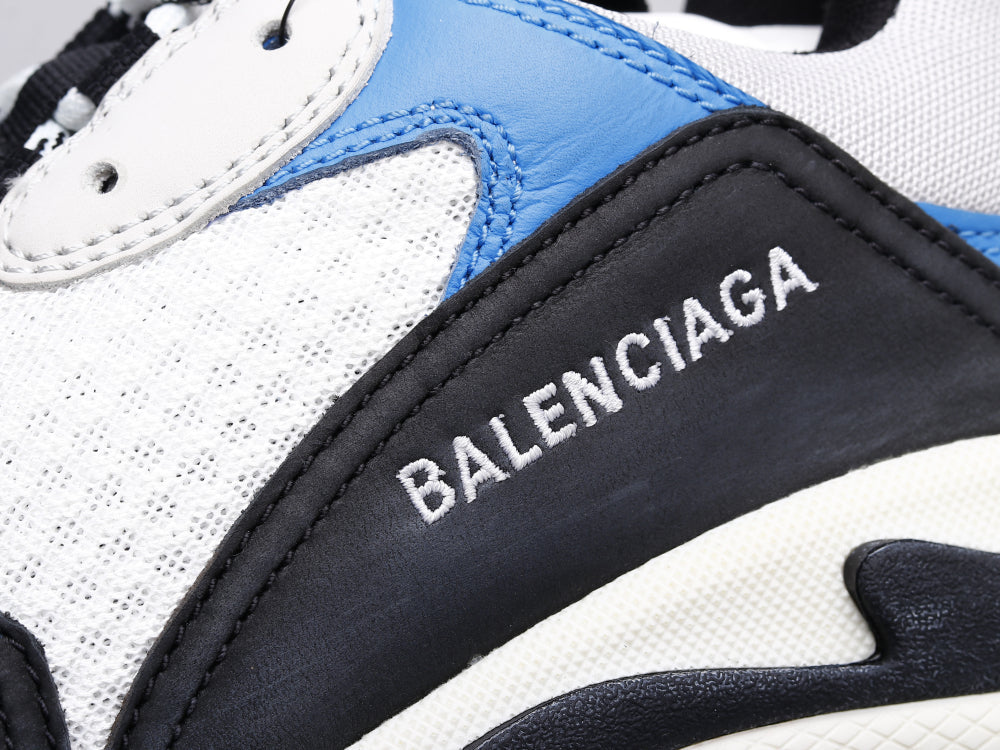 EI -Bla Triple S Black And White Blue Sneaker