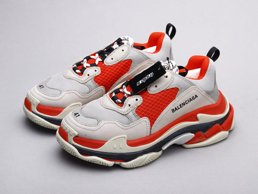 EI -Bla Triple S Gray and Red Sneaker