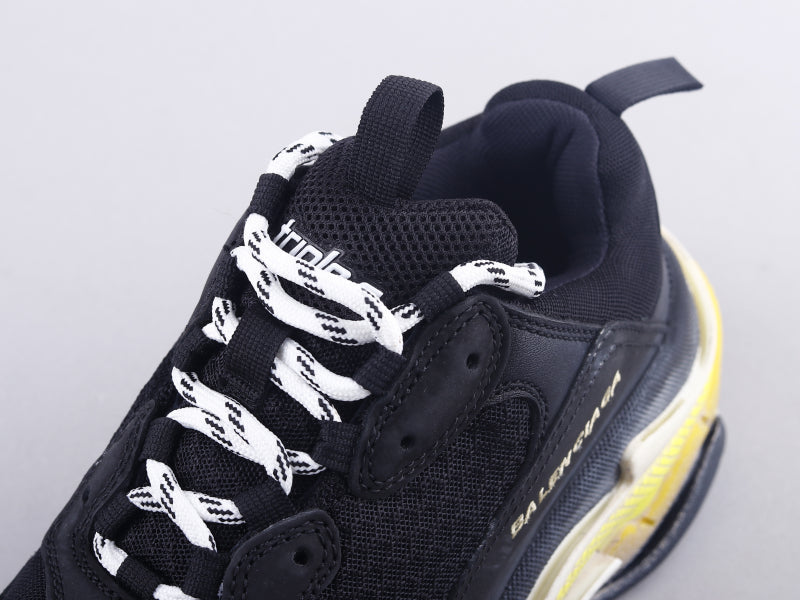 EI -Bla Triple S Black And Yellow Sneaker