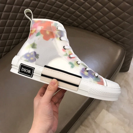 EI -DIR B23 White Floral Print HIGH-TOP SNEAKER