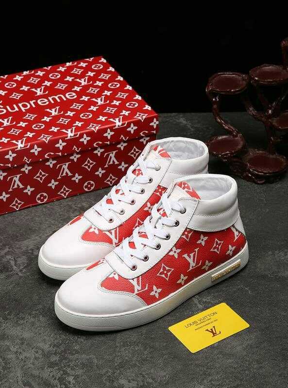 EI -LUV HIgh Top White Red Sneaker