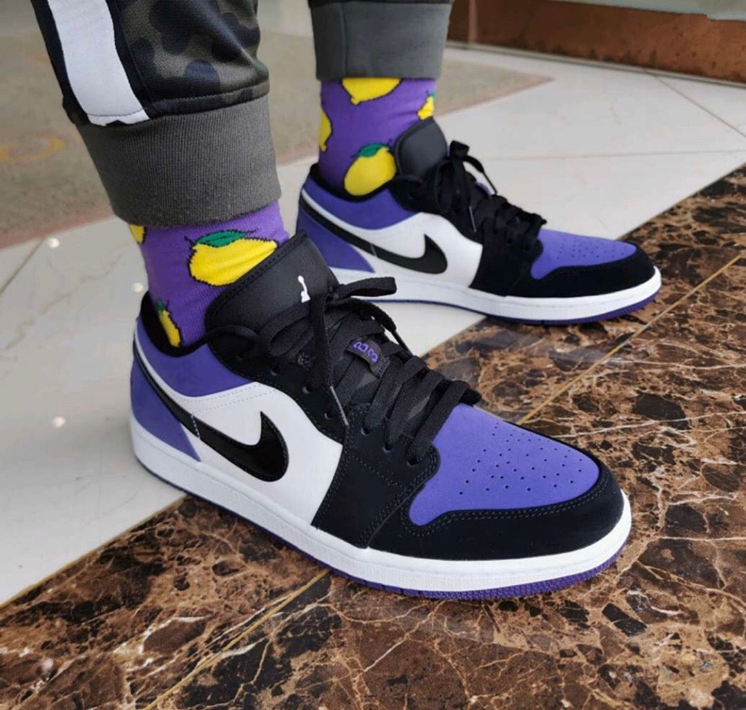 EI -AJ1 black and purple toes