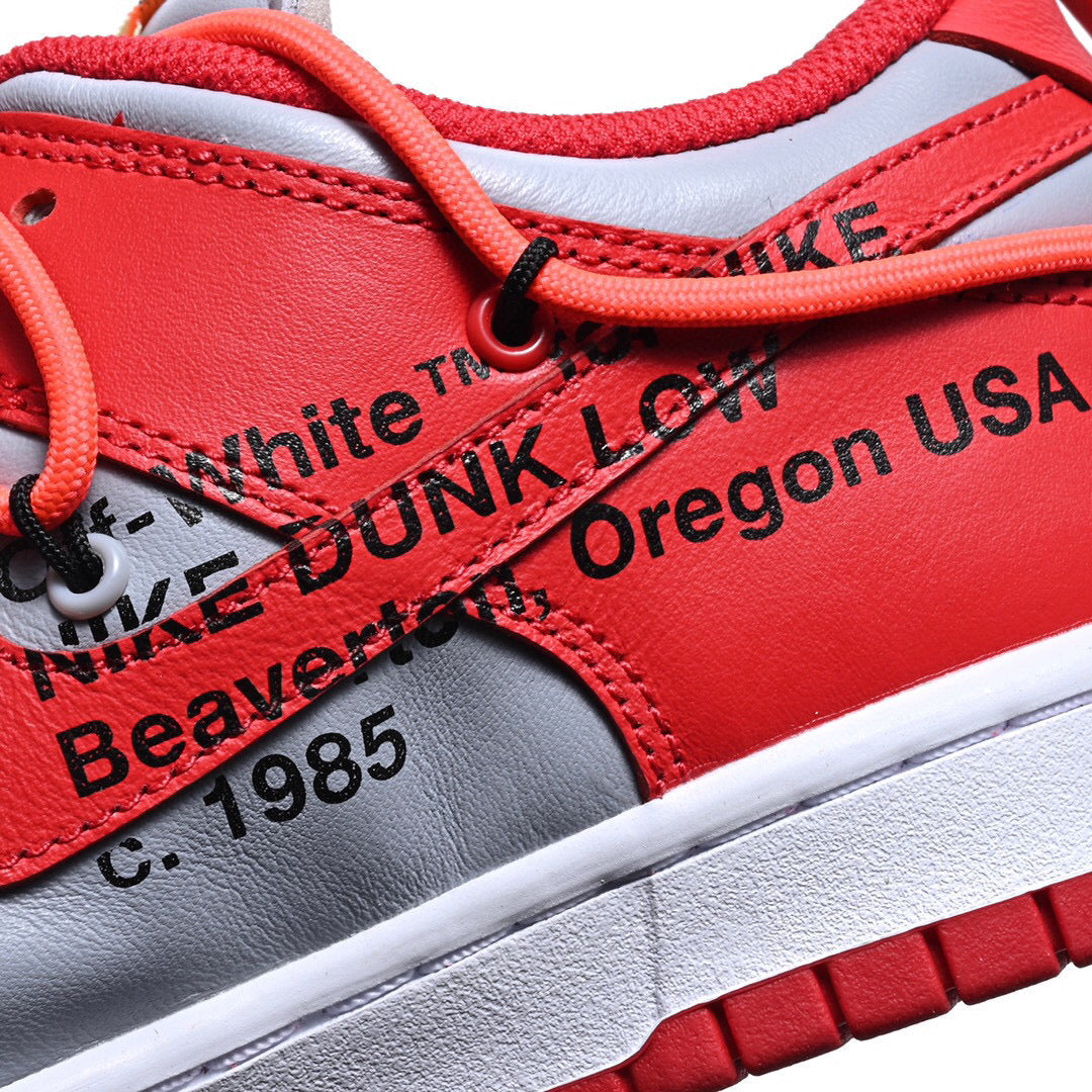 EI -OW x Dunk Silver Red