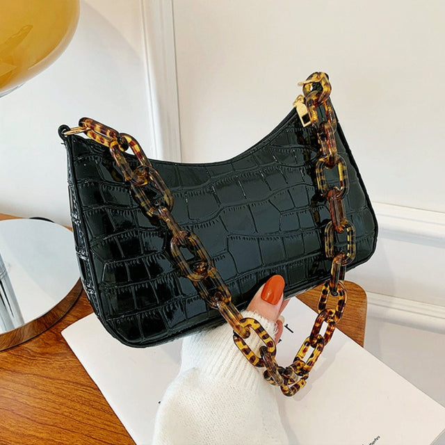 Crocodile Pattern Shoulder Bag Fashion Ladies 2022