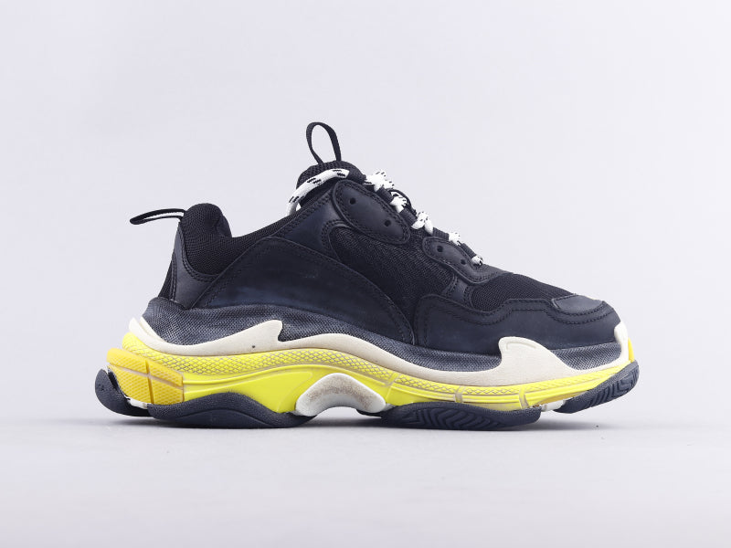 EI -Bla Triple S Black And Yellow Sneaker