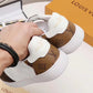 EI -LUV Casual Low White Brown Sneaker
