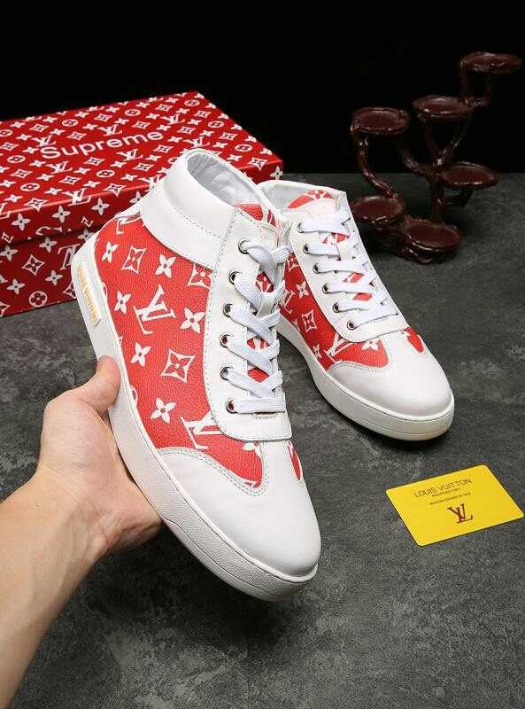 EI -LUV HIgh Top White Red Sneaker