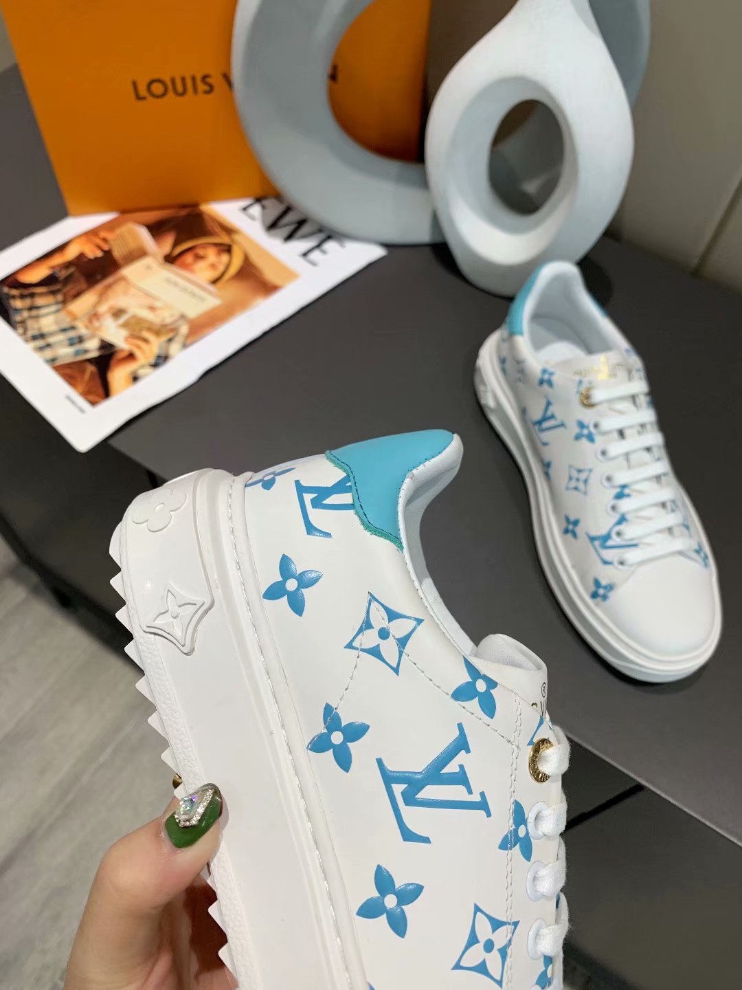EI -LUV Casual Low Blue White Sneaker