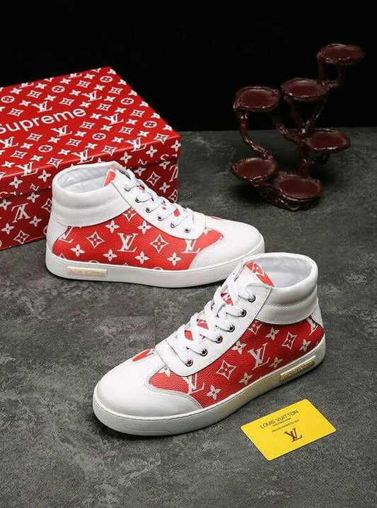 EI -LUV HIgh Top White Red Sneaker