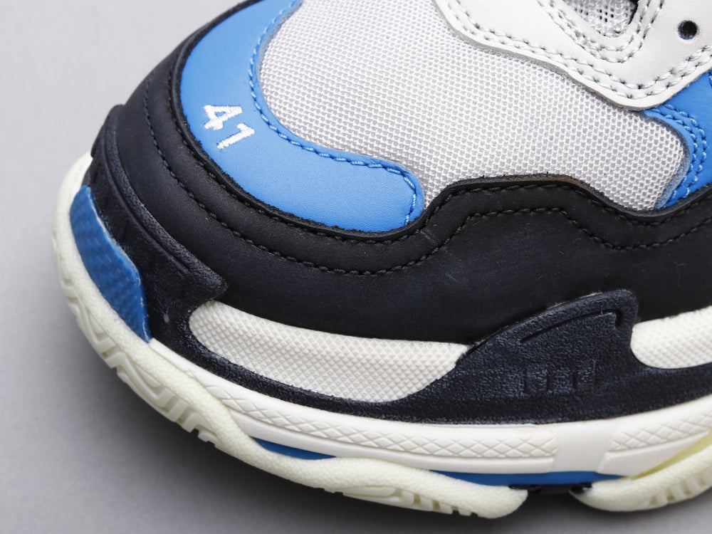 EI -Bla Triple S Black And White Blue Sneaker