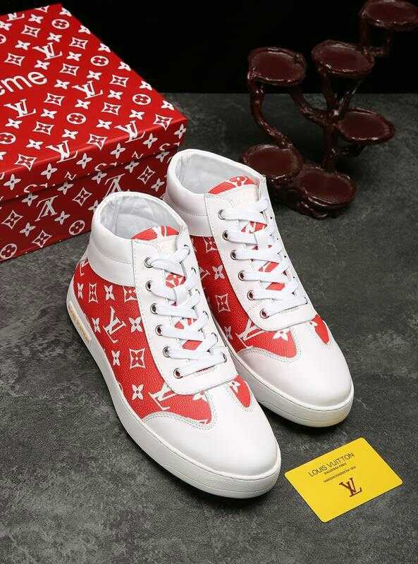 EI -LUV HIgh Top White Red Sneaker