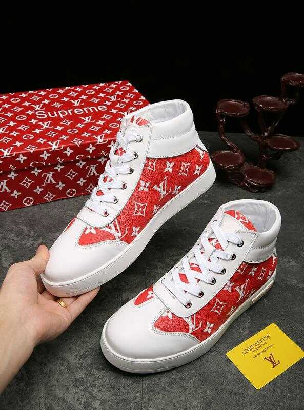 EI -LUV HIgh Top White Red Sneaker