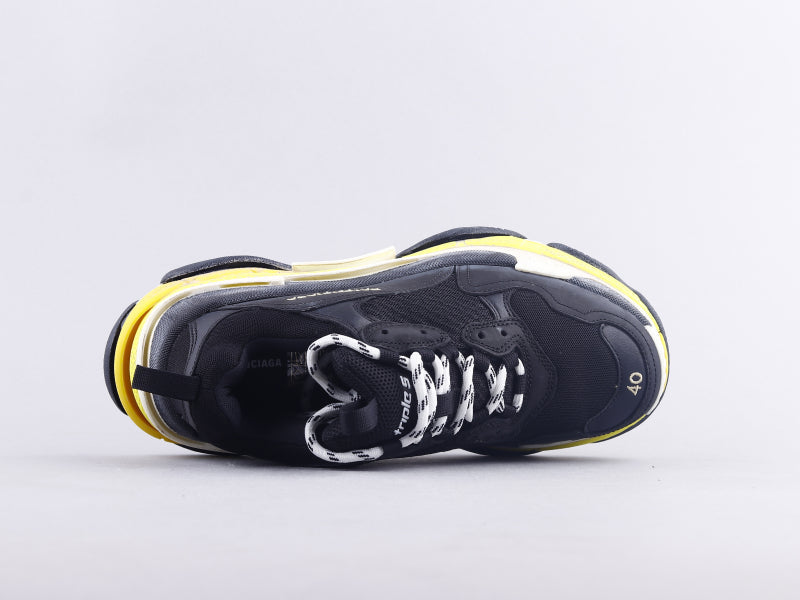 EI -Bla Triple S Black And Yellow Sneaker