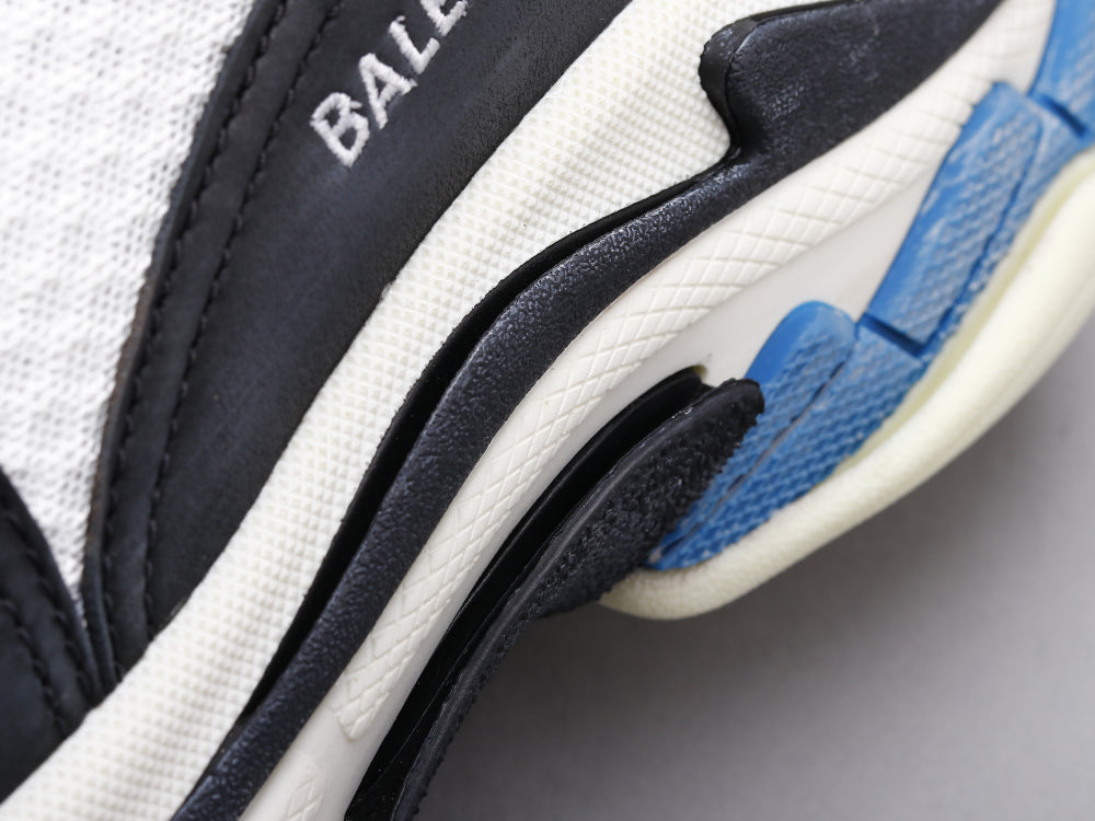 EI -Bla Triple S Black And White Blue Sneaker