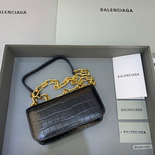 Balen Gossip Small On Chain Shoulder Bag Black, For Women,  Bags 7.4in/19cm