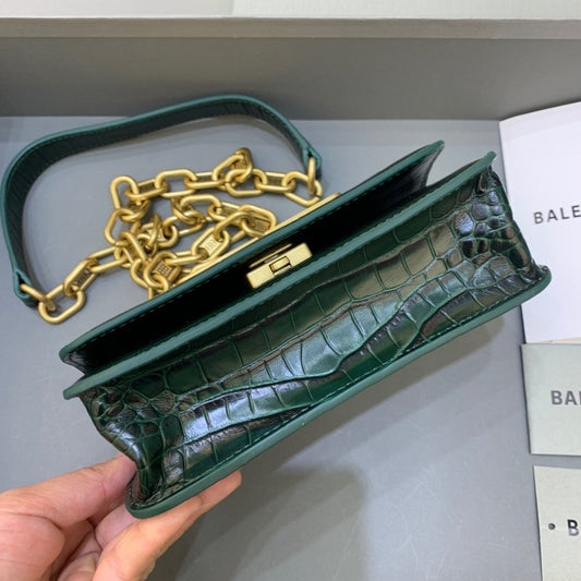 Balen Gossip Small On Chain Shoulder Bag Dark Green, For Women,  Bags 7.4in/19cm